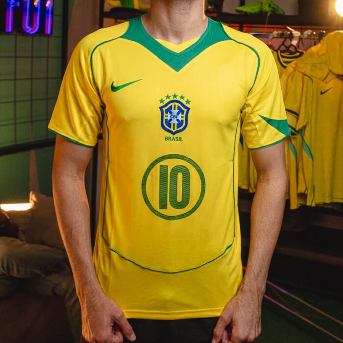 Camisa Brasil Retro Titular 2004 Total 90 Ronaldinho 10